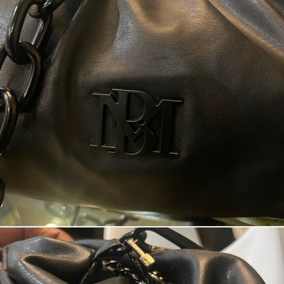 BADGLEY MISCHKA Black Chain Shoulder & Clutch Bag VEGAN Leather Cruelty Free - Picture 8 of 16